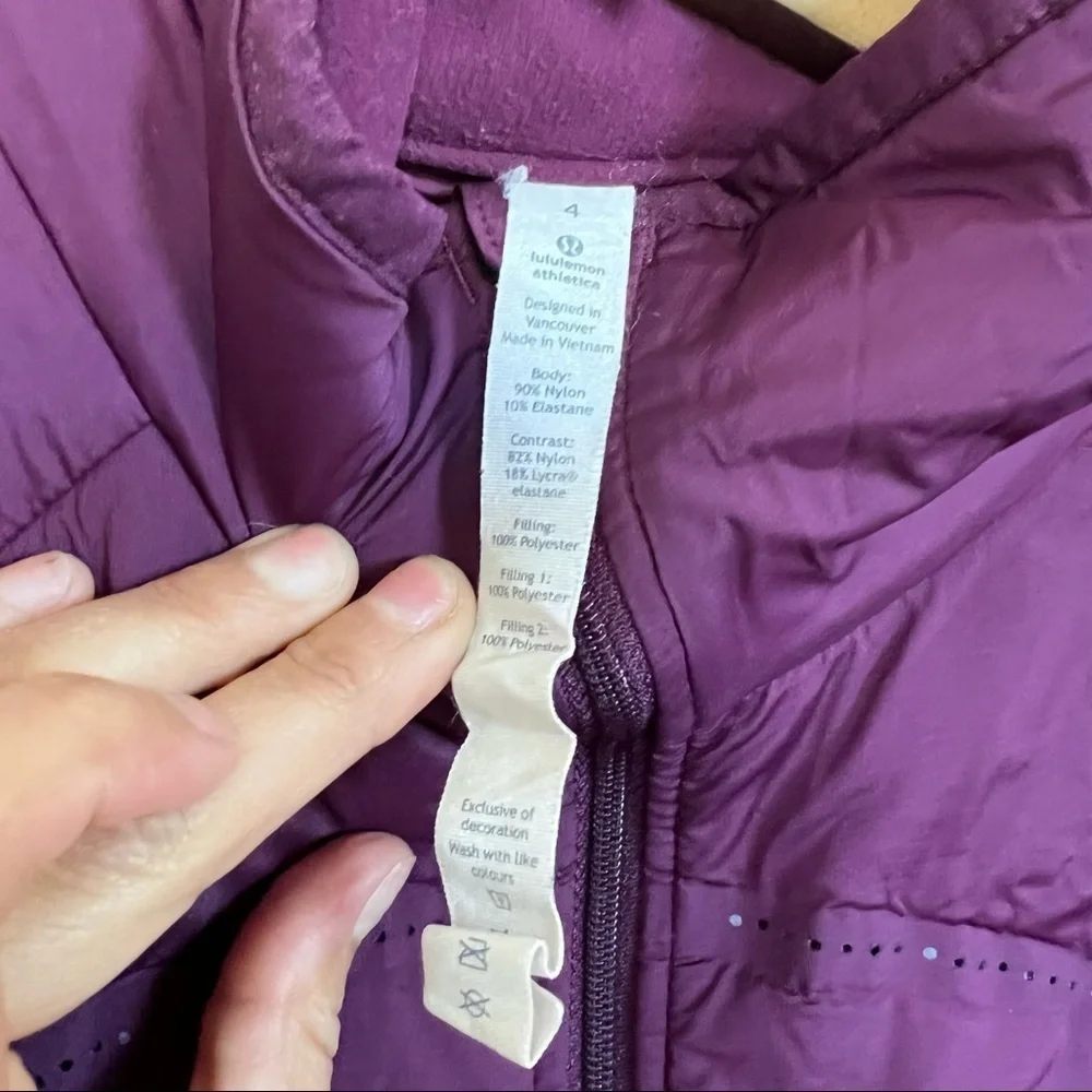 Lululemon- Run For Cold Jacket In Plum Size 4